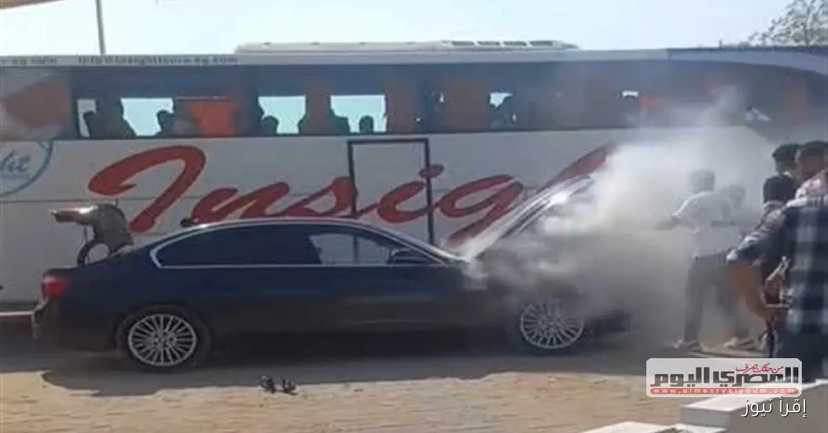 حريق يلتهم سيارة الإعلامي أحمد شوبير على طريق صلاح سالم مع صور توثق الحادث