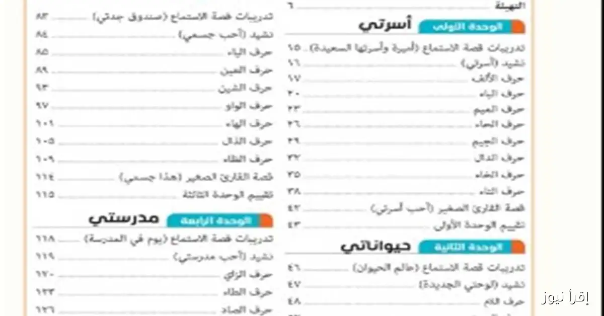 توزيع المناهج الجديدة لمادة اللغة العربية للصف الأول الابتدائي لعام 2026 عبر بوابة التعليم الإلكتروني