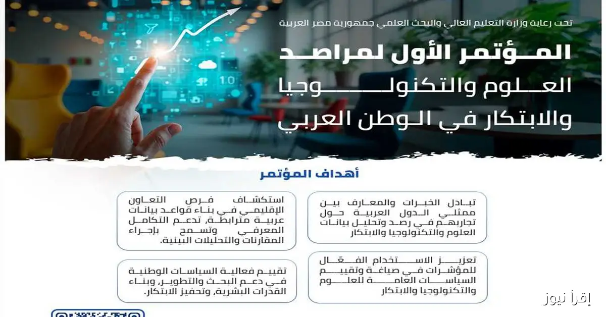 مؤتمر العلوم والتكنولوجيا والابتكار الأول في الوطن العربي ينطلق في القاهرة 2025